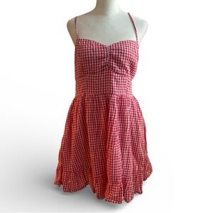 American Eagle Red Gingham Tie Back Sundress Size L NWOT
